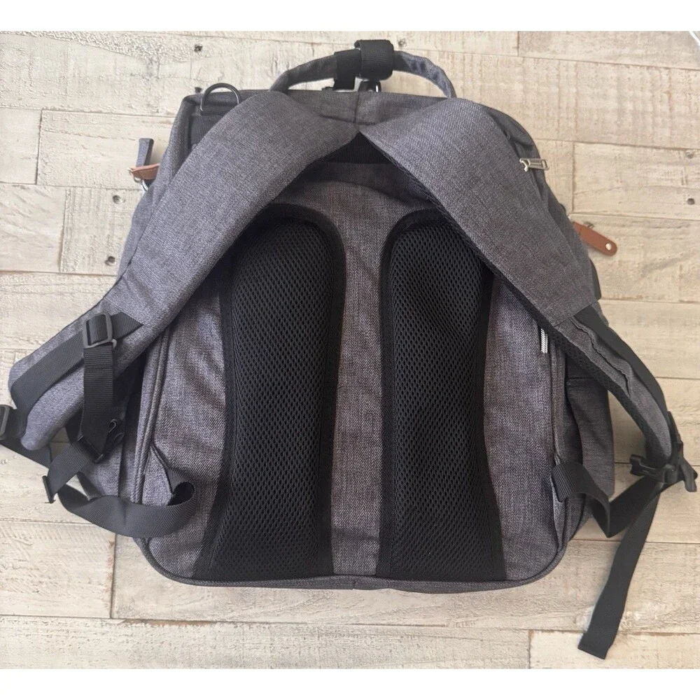 DERFashion Gray Large Diaper Backpack Insulated Pocket Multi-Compartment